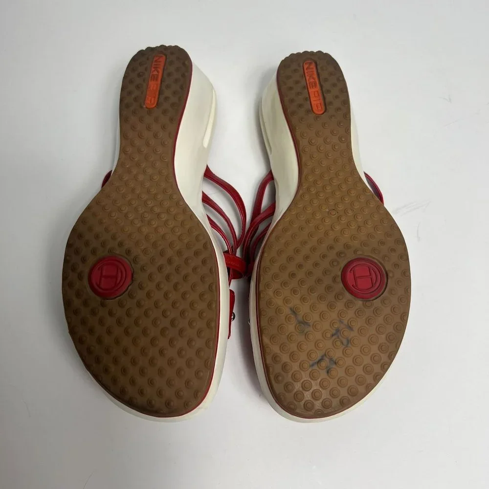 Cole Haan x Nike Air Women Size 10B Red Faux Leather Kitten Heel Slip On Sandals
